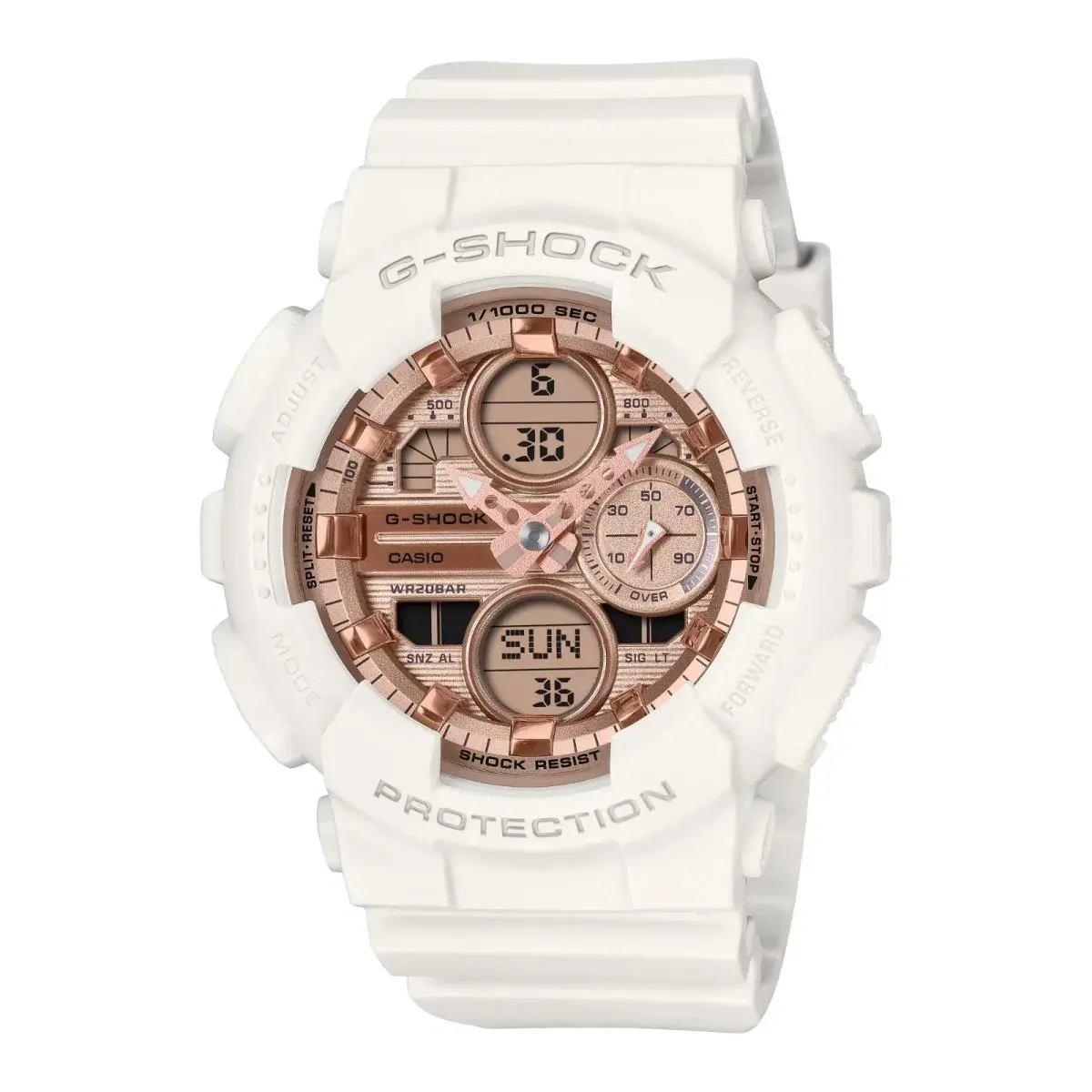 G-shock GMAS140PG-7A Rose Gold Analog-digital White Rubber Women`s Watch by Casio