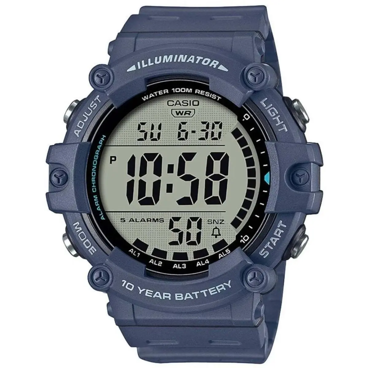 Casio Unisex Digital Watch Dual Time Chrono Navy Resin Strap AE-1500WH-2AVCF