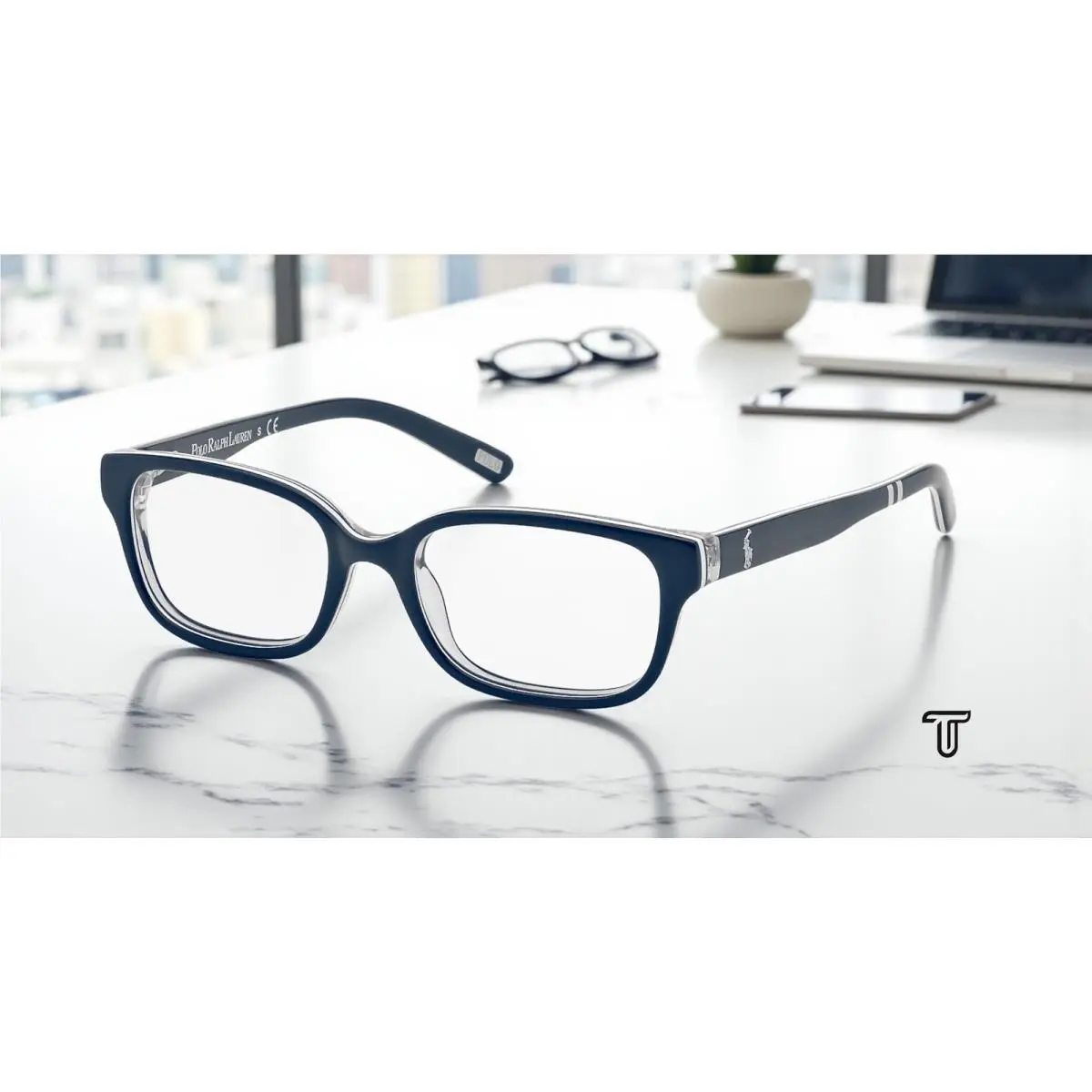 Ralph Lauren Polo Prep PP8520 1246 Navy Blue On White/crystal Demo Lens 46 mm Mens Eyeglasses