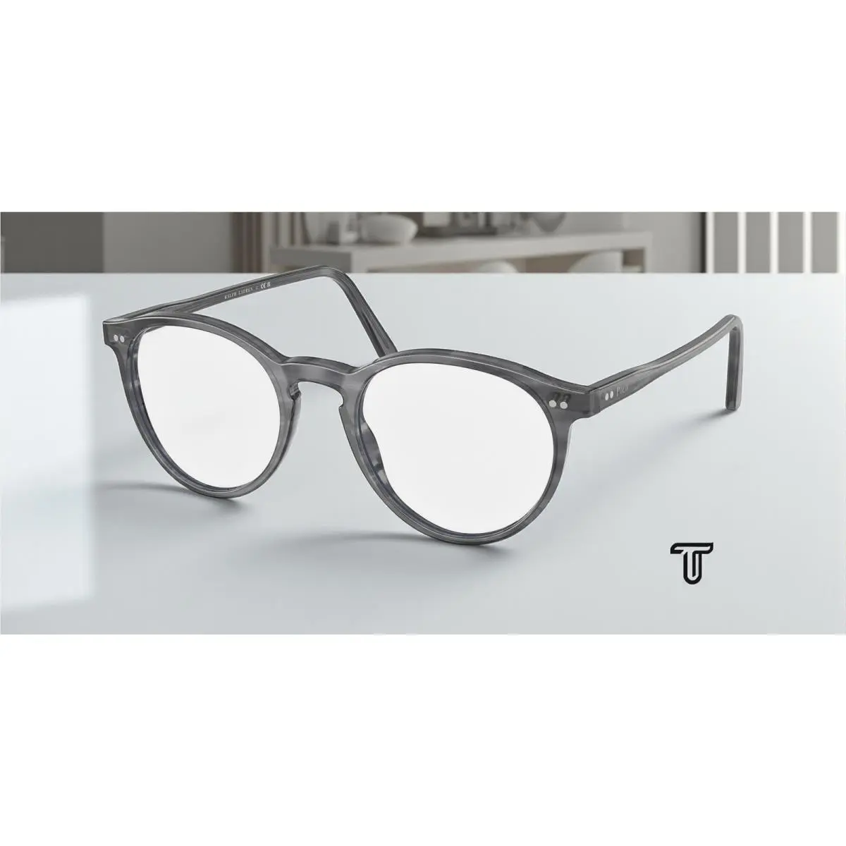 Ralph Lauren Polo PH2083 5821 Shiny Stripe Grey Demo Lens 48 mm Men`s Eyeglasses