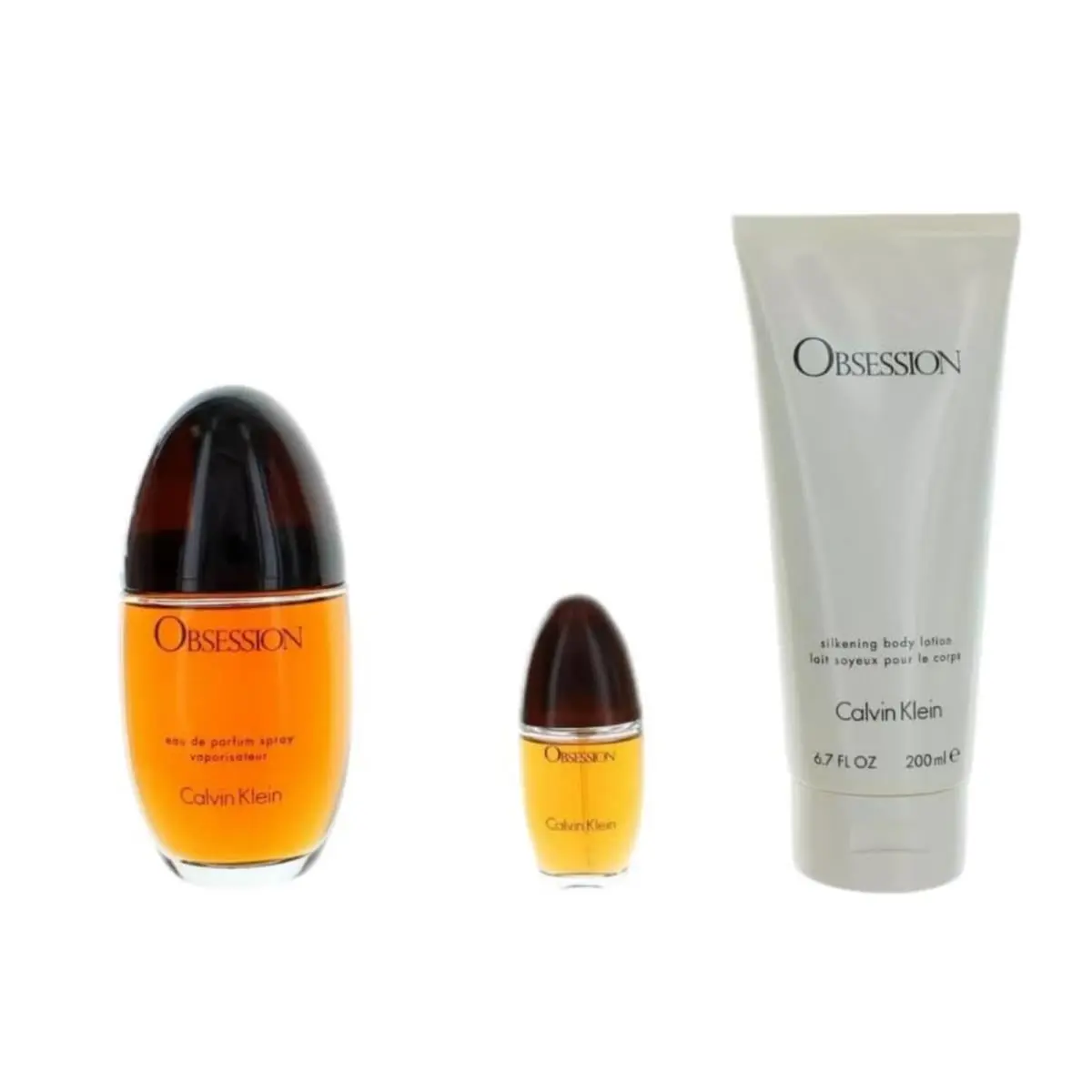 Obsession by Calvin Klein For Women 3pc Gift Set 3.3 oz Edp + Body Lotion + Mini
