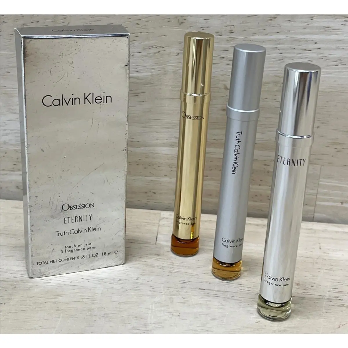 Calvin Klein Perfume Coffret Set 3 .2 oz Pens Obsession Eternity Truth