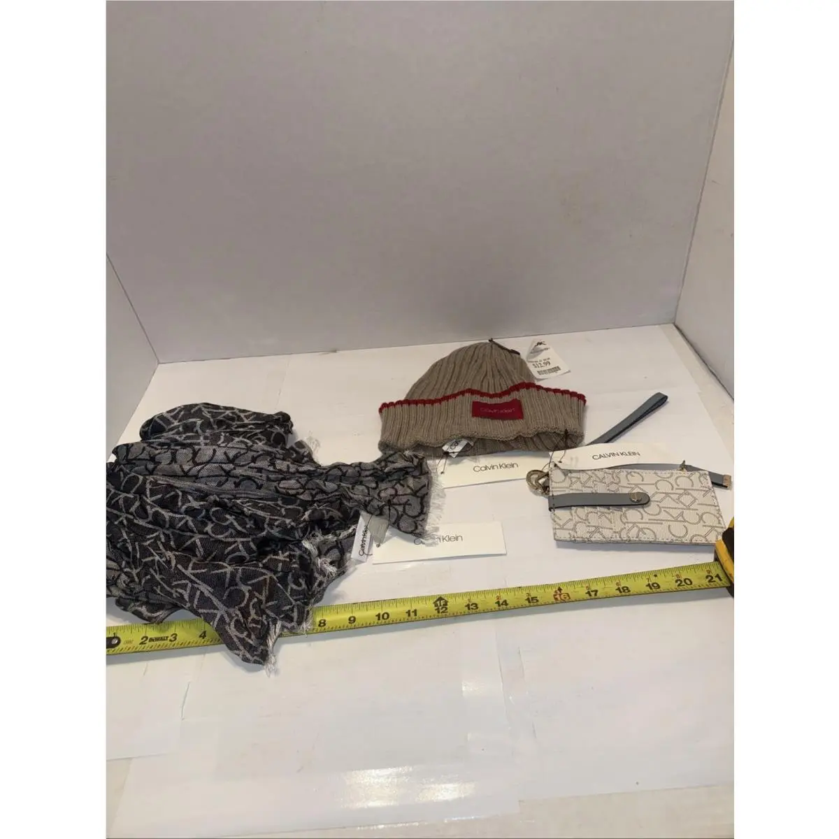 Calvin Klein Monogram Key/card Holder Coin Purse CK Hat and Scarf All