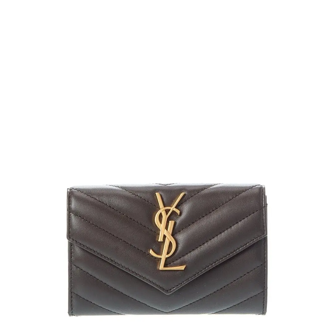 Saint Laurent Small Matelasse Leather Envelope Wallet Women`s
