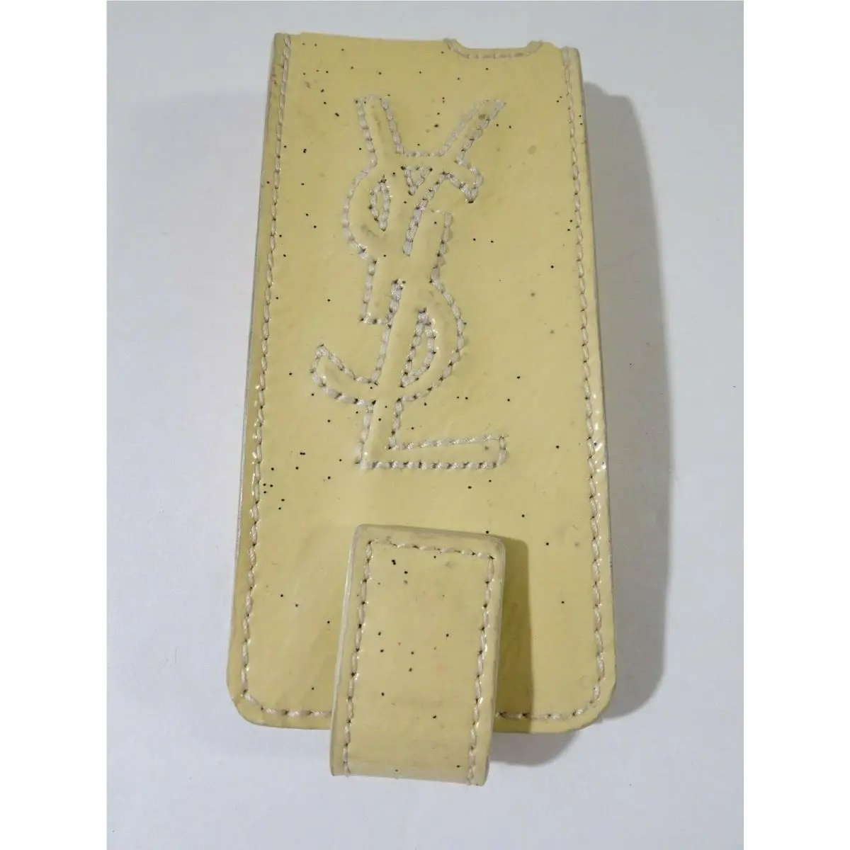 Ysl  Women`s Vintage Leather Cream Nano Case Holder 125 by Yves Saint Laurent