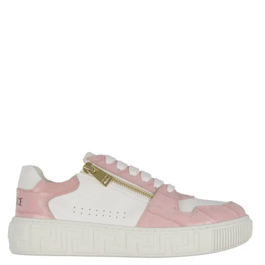 Young Versace Girls Grecca Detail Leather Sneakers Brand Size 30 US Size 13