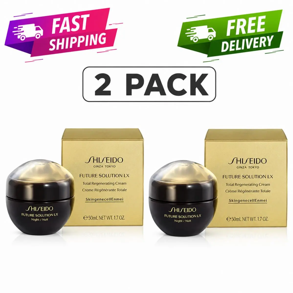 2 Pack  Future Solution LX Total Regenerating Cream 50 ml / 1.7 oz by Shiseido