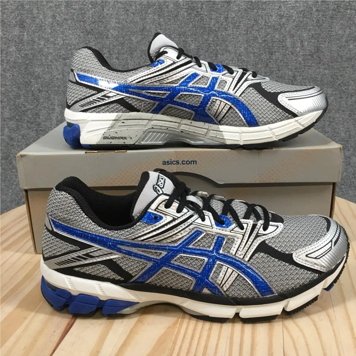 Asics Shoes Mens 11.5 Sneakers Gray Blue Leather Lace Up Low Top Casual Comfort