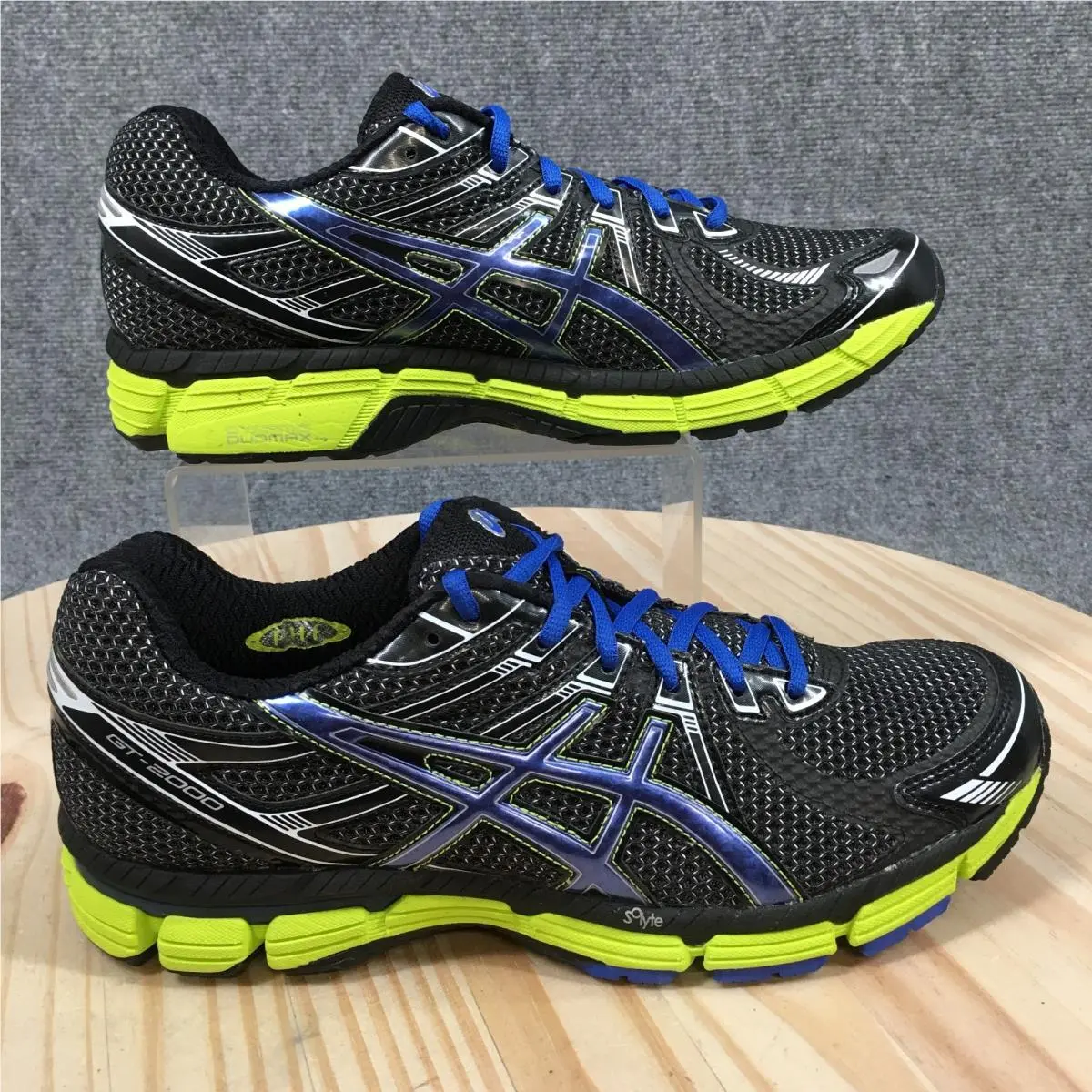 Asics Shoes Mens 9.5B Sneakers Black Blue Leather Lace Up Round Toe Low Top