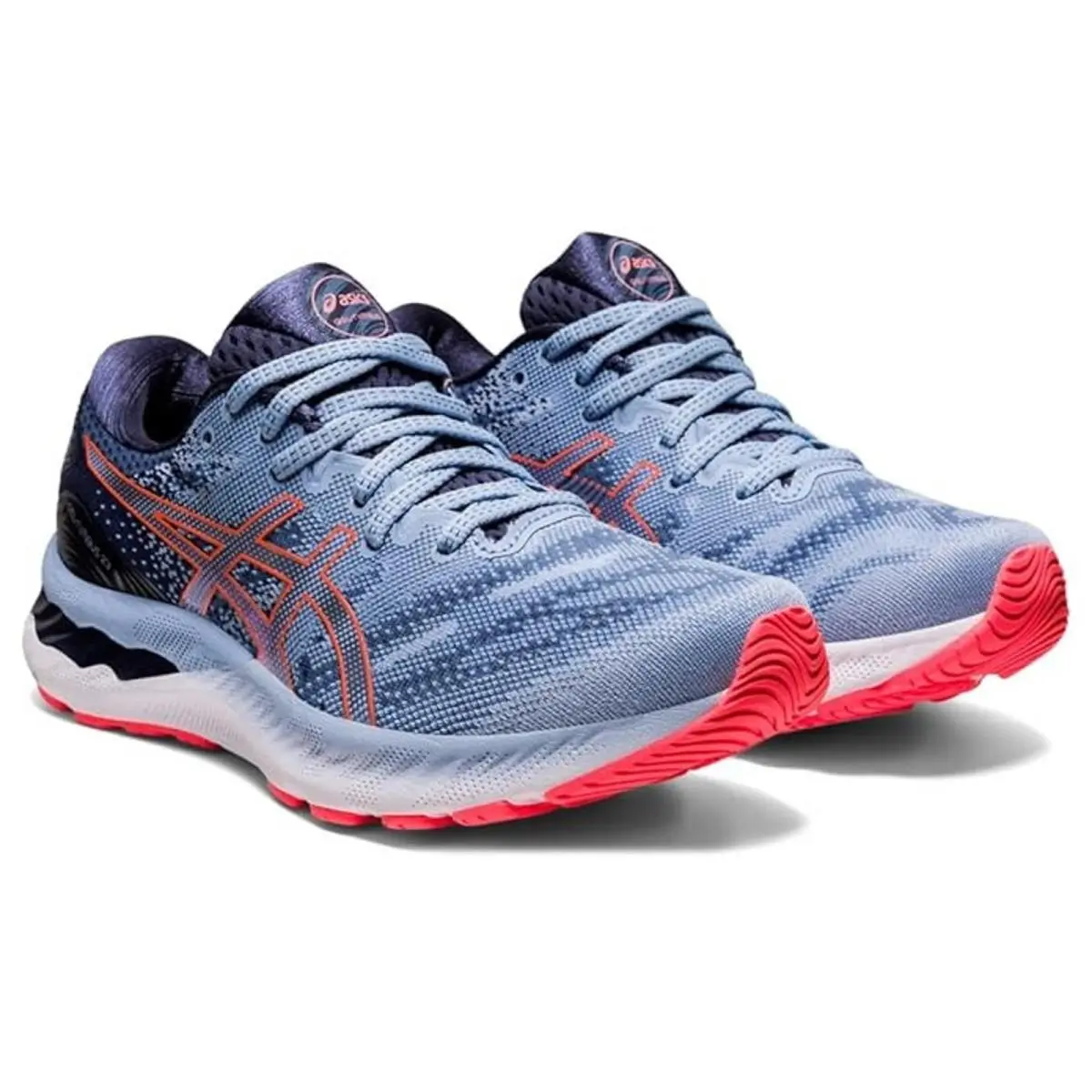 Asics Women`s Gel-nimbus 23 Running Shoes Mist/blazing Coral Size 12.5 M