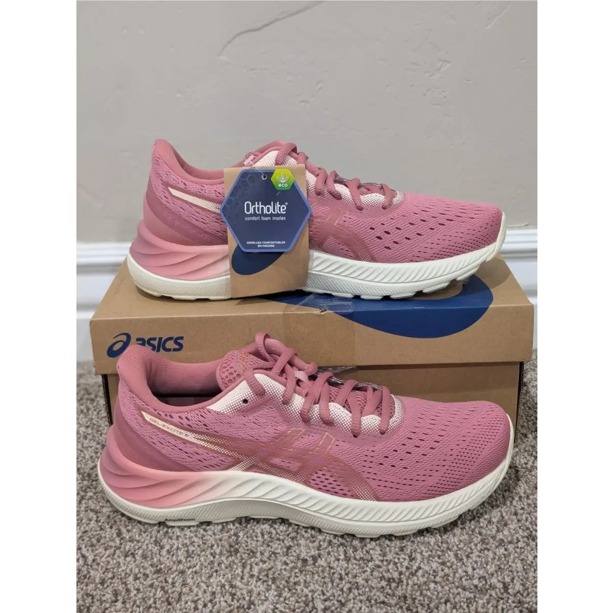 Size 7.5 Women`s Asics Gel Excite 8 Pink Lace Up Athletic Shoes 1012A916-702