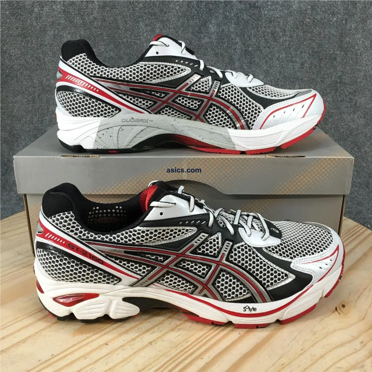Asics GT-2160 Shoes Mens 13 Eeee Athletic Low Sneakers T106N Black White Red
