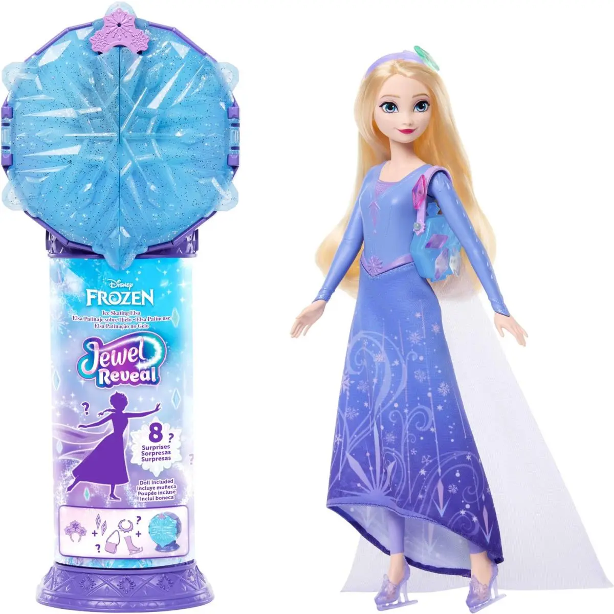 Mattel Disney Frozen Elsa Ice Skating Fashion Doll Accessories with 8 Surprise