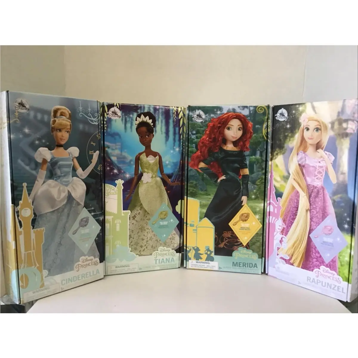 Disney Store 11” Princess Dolls Set OF 4 Cinderella Merida Rapunzel Tiana