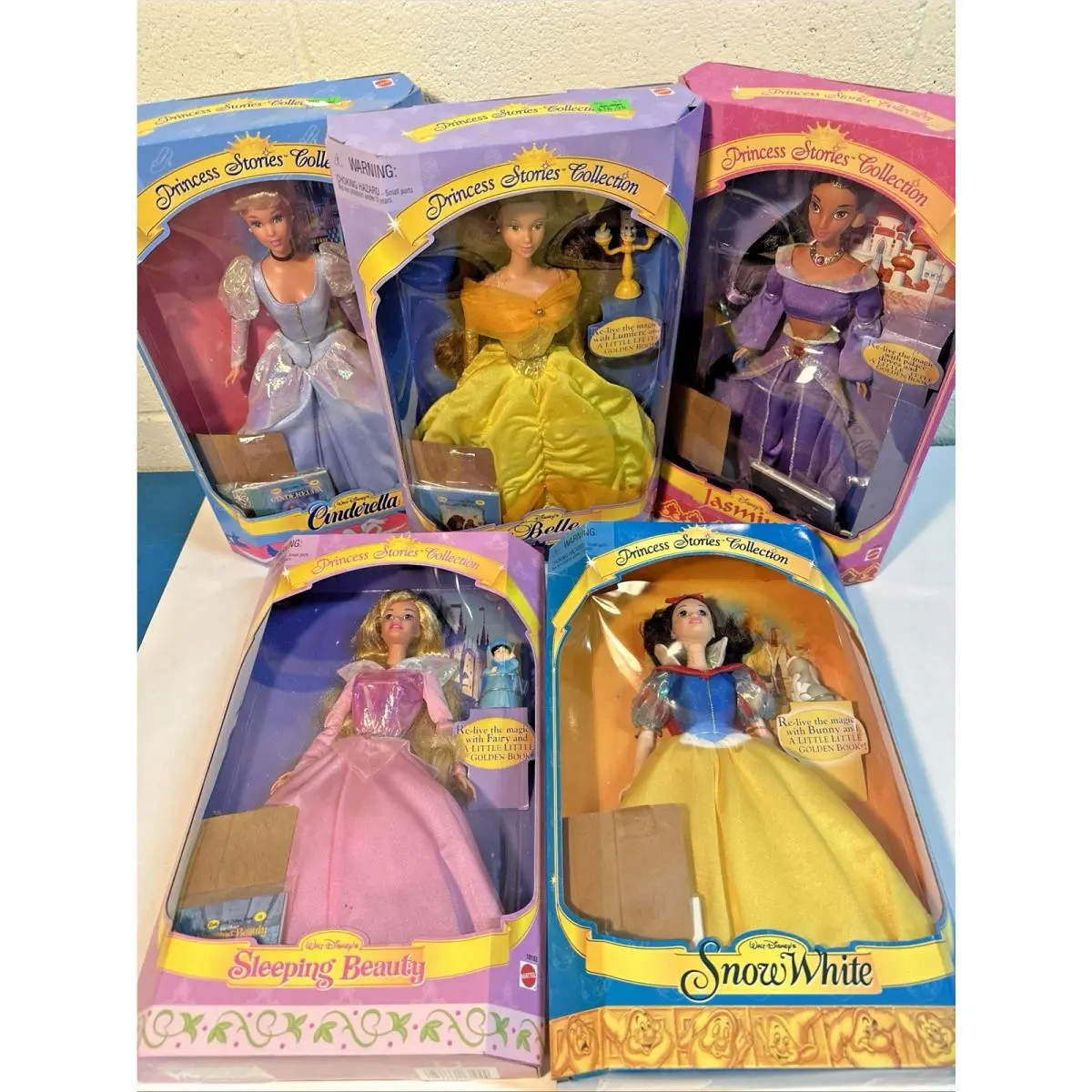 Complete Collection of The 1997 Mattel Disney Princess Stories Dolls w/ Accesor