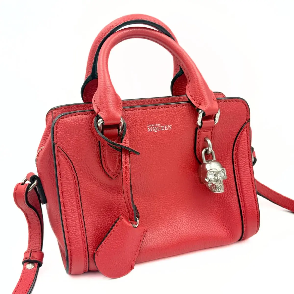 Alexander Mcqueen Salmon Leather Skull Padlock Two-way Satchel Bag