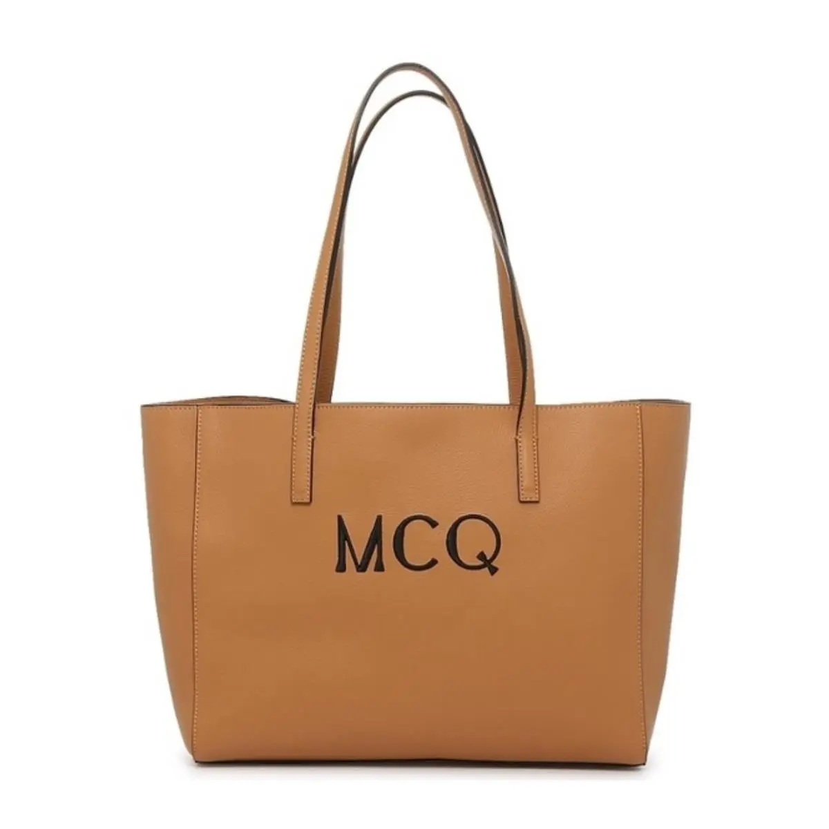 Mcq Alexander Mcqueen Tan Logo Leather Large Shopper Tote Bag