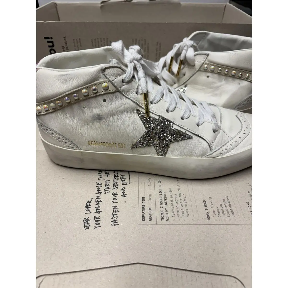 Golden Goose Mid Star White Perl Sneaker Size US 8 /eu 38