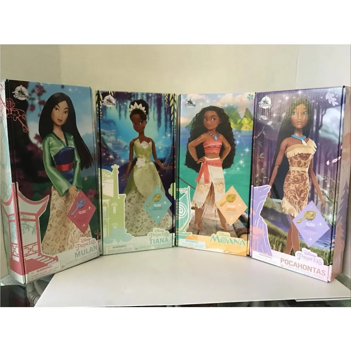 Disney Store 11” Princess Dolls Set OF 4 Mulan Pocahontas Moana Tiana