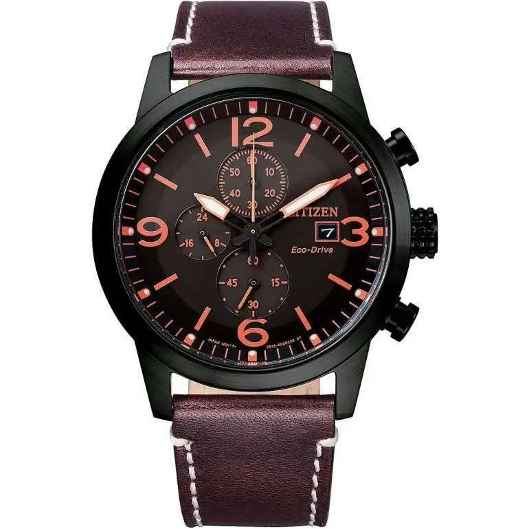 Citizen Eco-drive Brown Leather Chronograph Urban Men`s Watch CA0745-11E