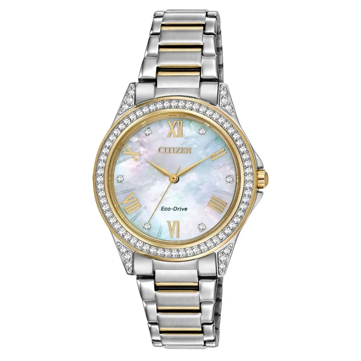 Citizen EM0234-59D Eco-drive 64 Crystals Mother-of-pearl Dial Women`s Watch