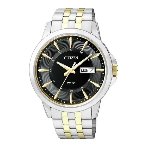 Citizen Men`s Quartz Black Dial Two-tone Stainless Steel Watch - BF2018-52E