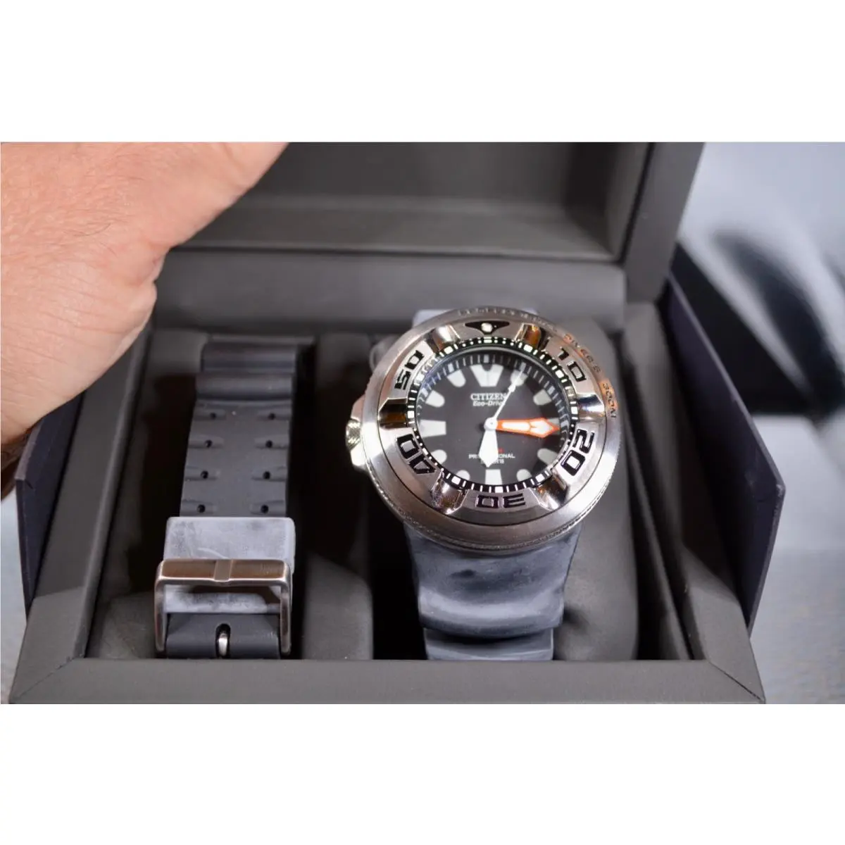 Citizen Promaster Marine Eco-drive Diver Watch 300m Black Rubber Band Box