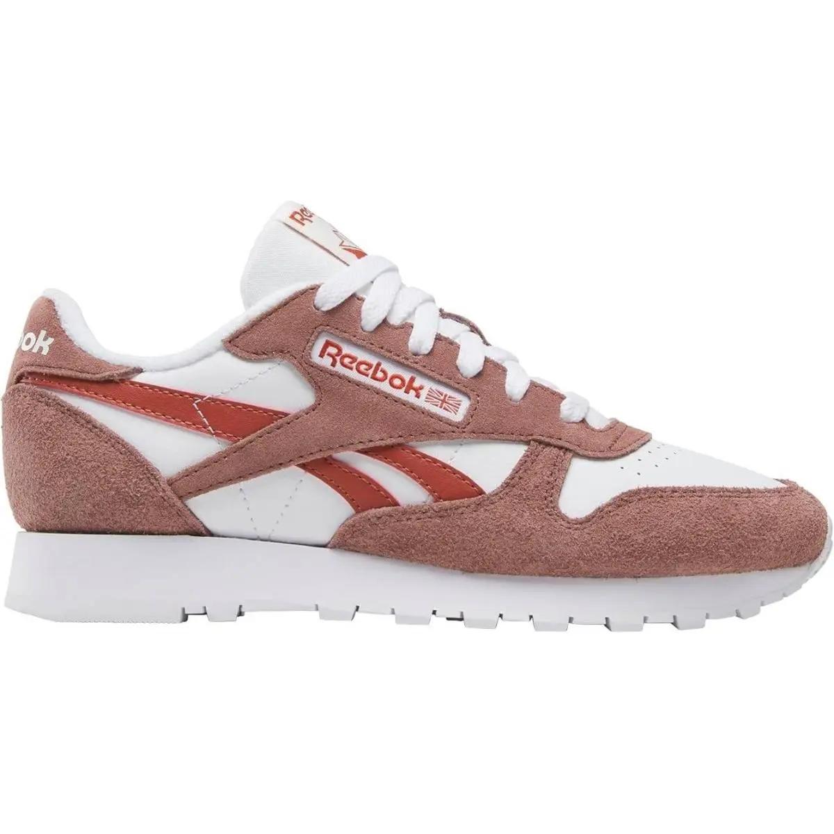 Reebok Classic Leather Suede Low Top Sneakers White/scorched Earth/hoop Red 7
