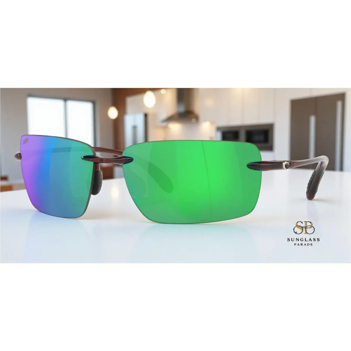 Costa Del Mar 6S9074 03 Gulf Shore Shiny Tortoise Green Mir 66 Men`s Sunglasses - Frame: Tortoise, Lens: Green