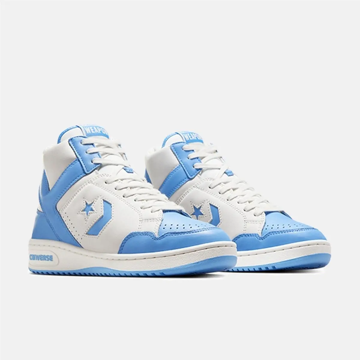 Converse Weapon Men`s 11 Mid Unc Larry Bird Magic Johnson A10597C White Blue