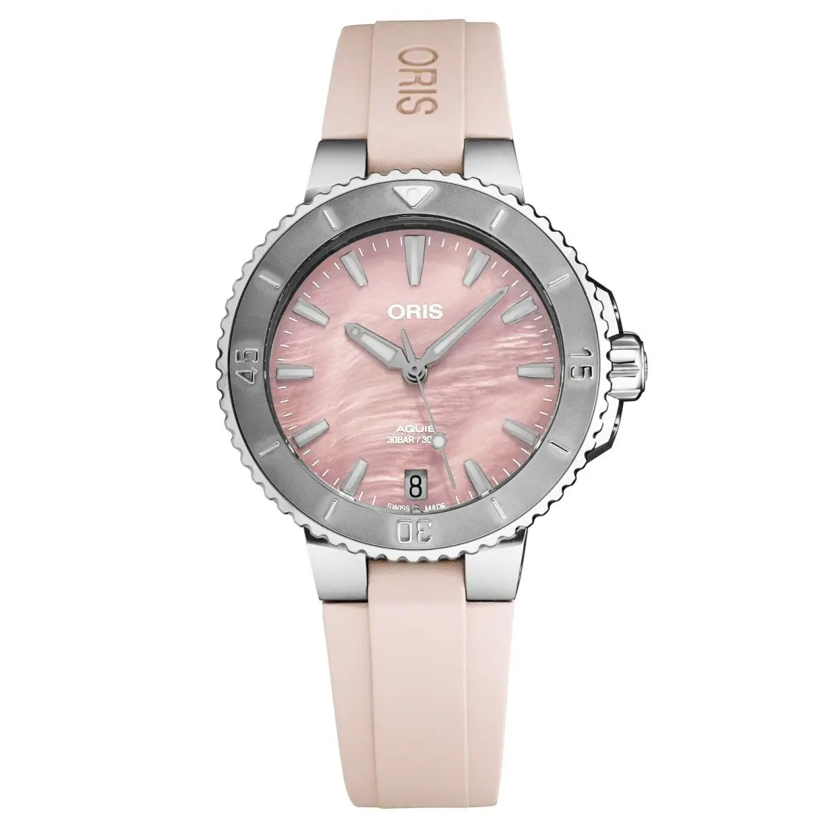Oris Aquis Date Auto Steel Ladies Strap Watch 01 733 7770 4158-07 4 18 66FC