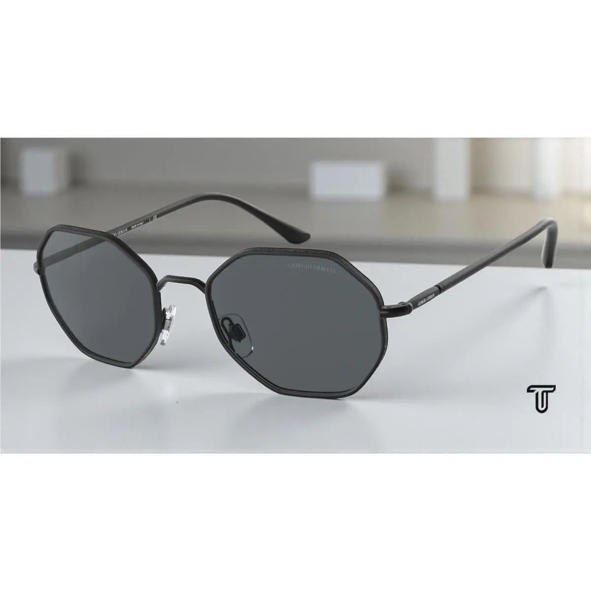 Giorgio Armani AR6112J 300187 Matte Black Dark Grey 52 mm Men`s Sunglasses