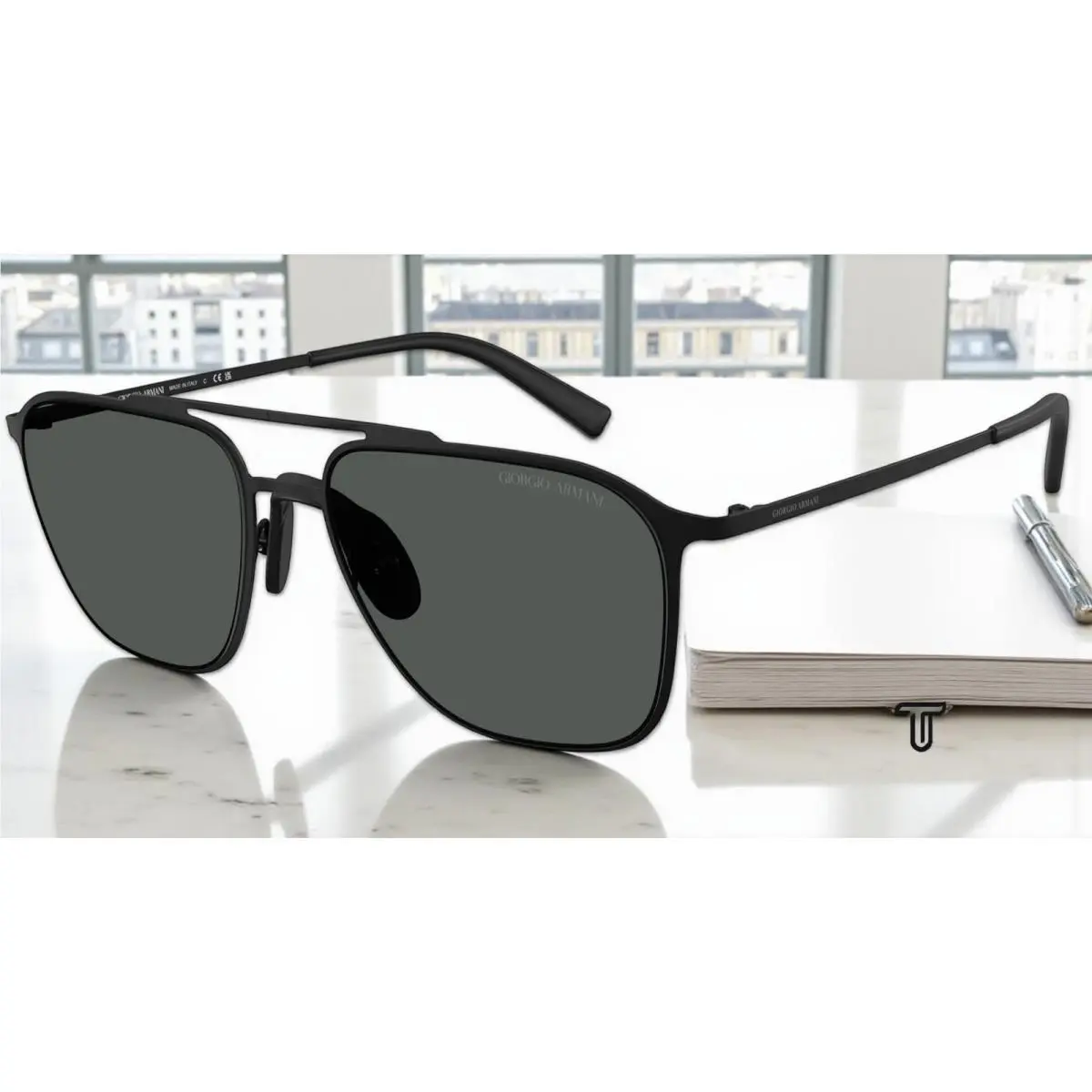 Giorgio Armani AR6110 300187 Matte Black Grey 58 mm Men`s Sunglasses