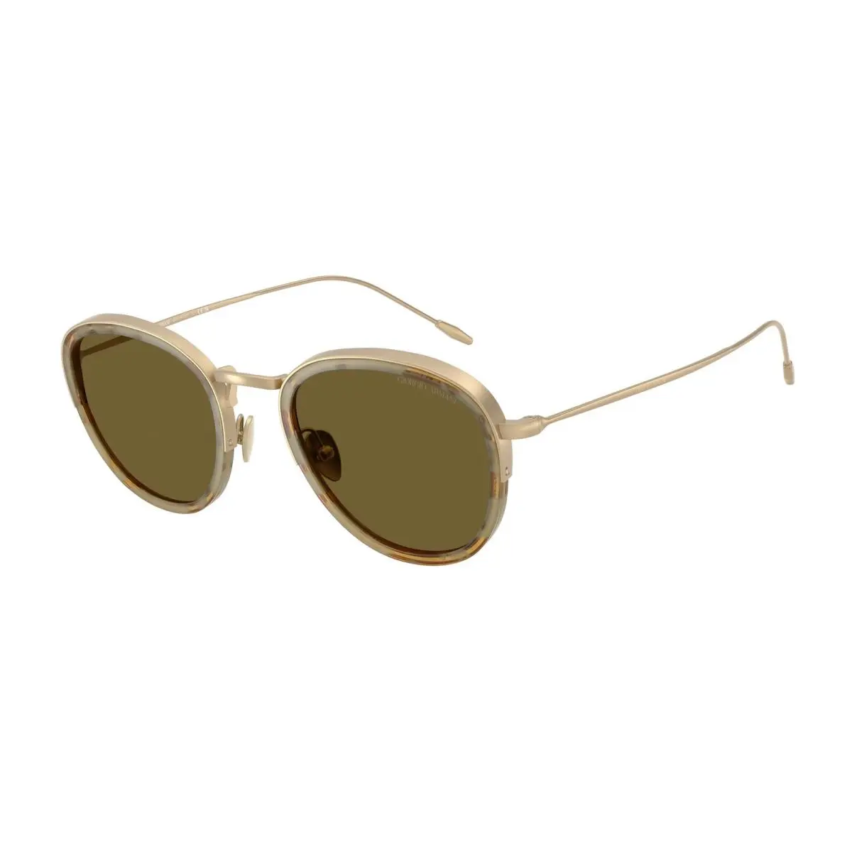 Giorgio Armani AR6068 630073 Matte Pale Gold Dark Brown 50 mm Men`s Sunglasses