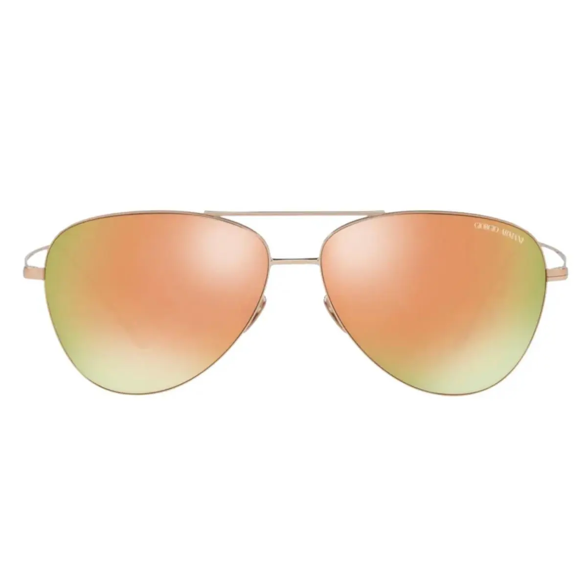 Giorgio Armani AR6049 3013/7J 58mm Gold Mirror Aviator Sunglasses Italy - Frame: Gold, Lens: Orange