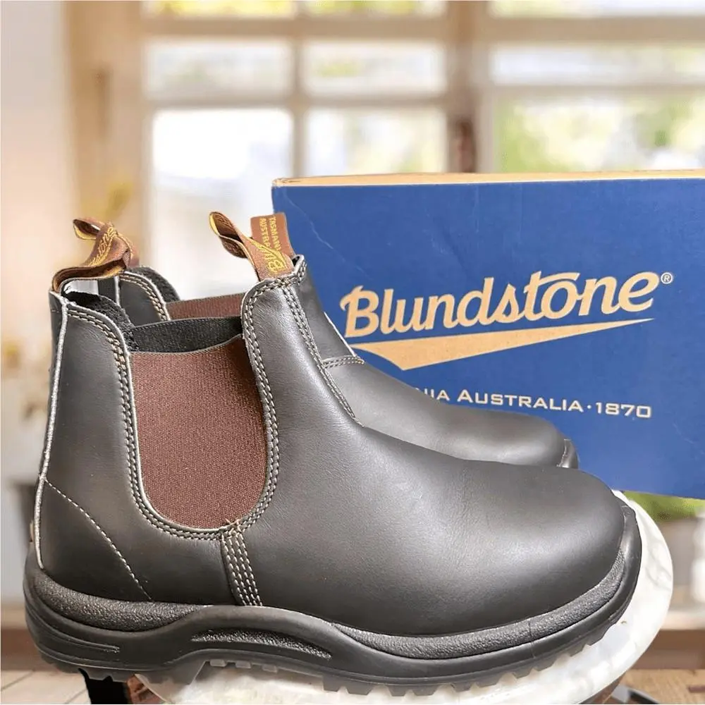 Blundstone shoes - BLUNDSTONE 172 Safety Work Chelsea Boot Stout Brown - Brown, Exterior: Brown 11