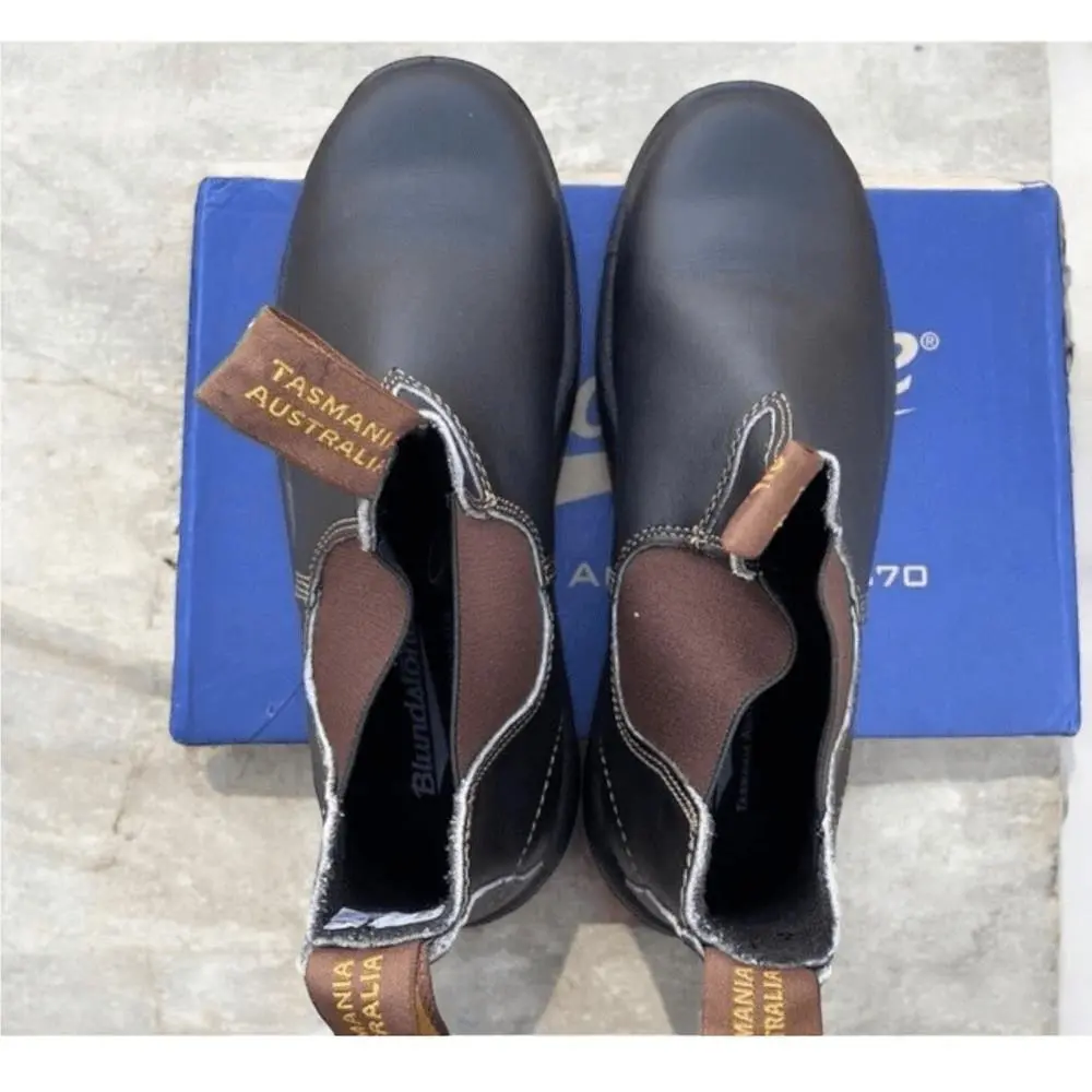 Blundstone shoes - BLUNDSTONE 172 Safety Work Chelsea Boot Stout Brown - Brown, Exterior: Brown 12
