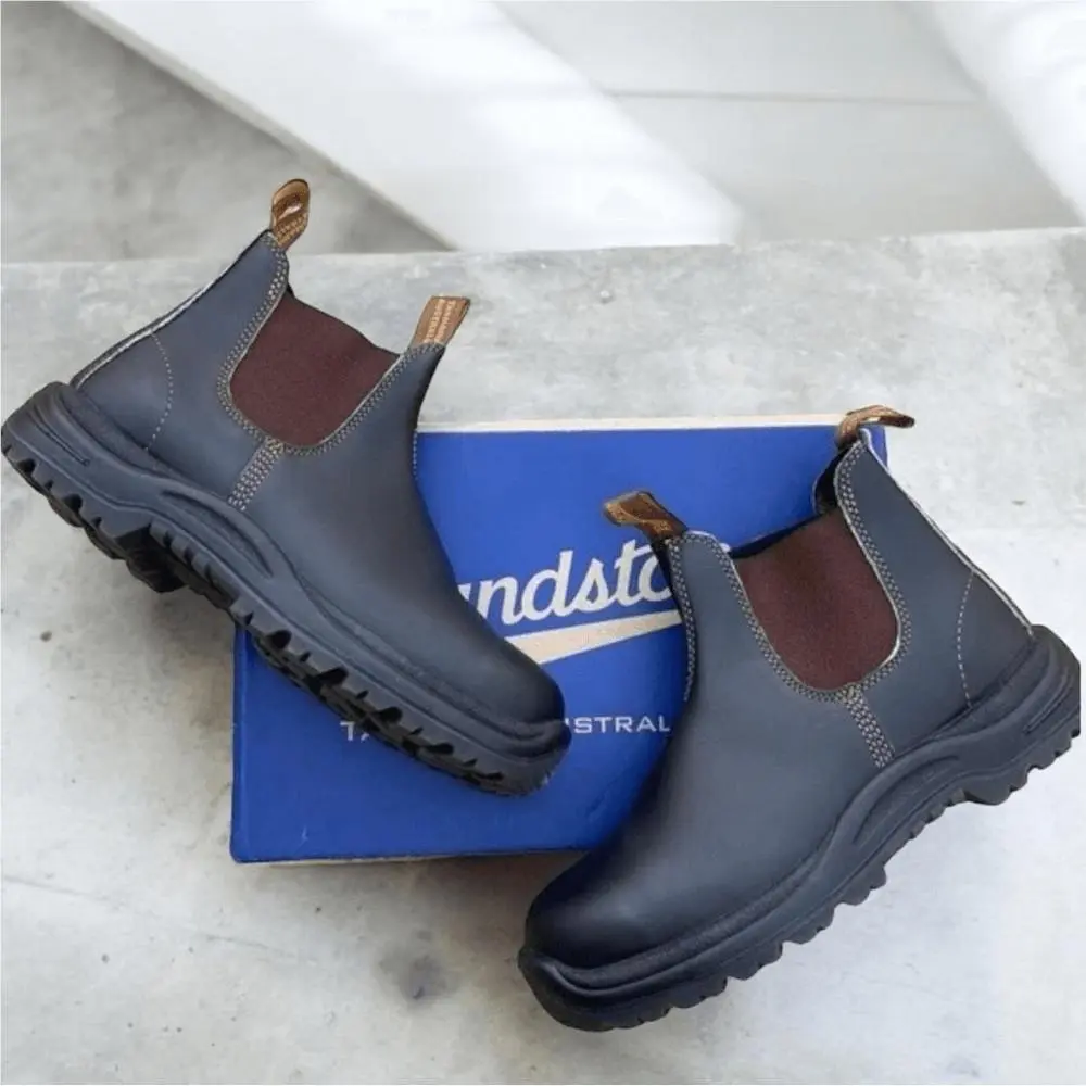 Blundstone shoes - BLUNDSTONE 172 Safety Work Chelsea Boot Stout Brown - Brown, Exterior: Brown 1
