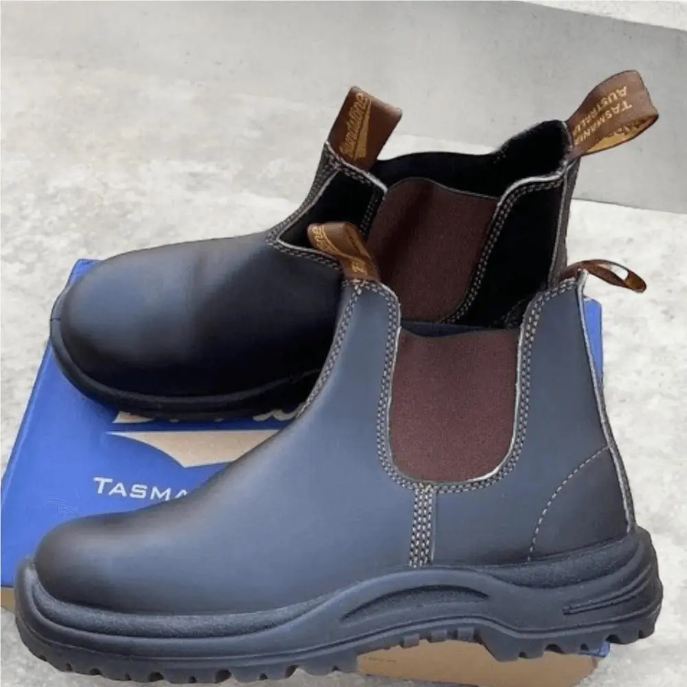 Blundstone shoes - BLUNDSTONE 172 Safety Work Chelsea Boot Stout Brown - Brown, Exterior: Brown 3
