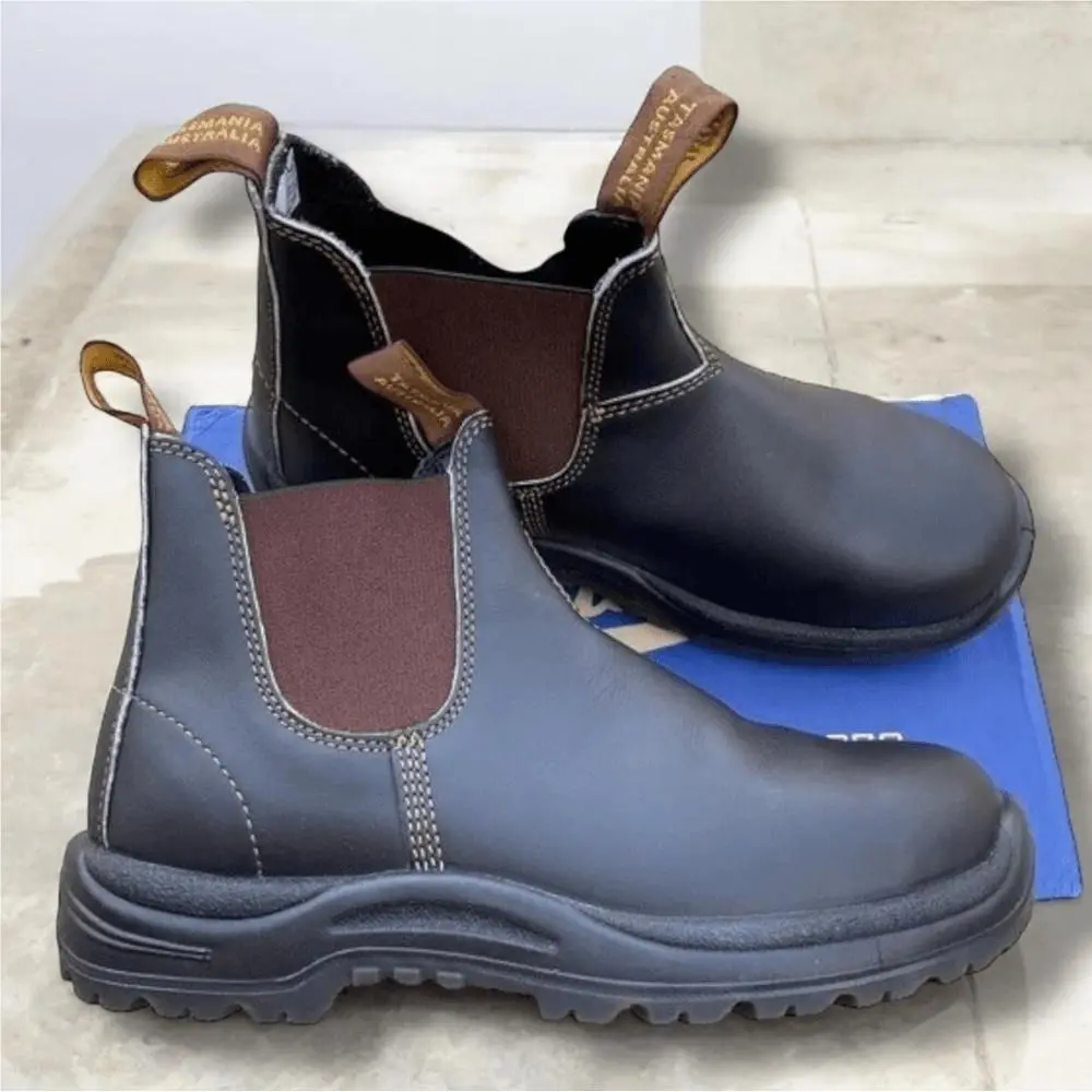 Blundstone shoes - BLUNDSTONE 172 Safety Work Chelsea Boot Stout Brown - Brown, Exterior: Brown 4