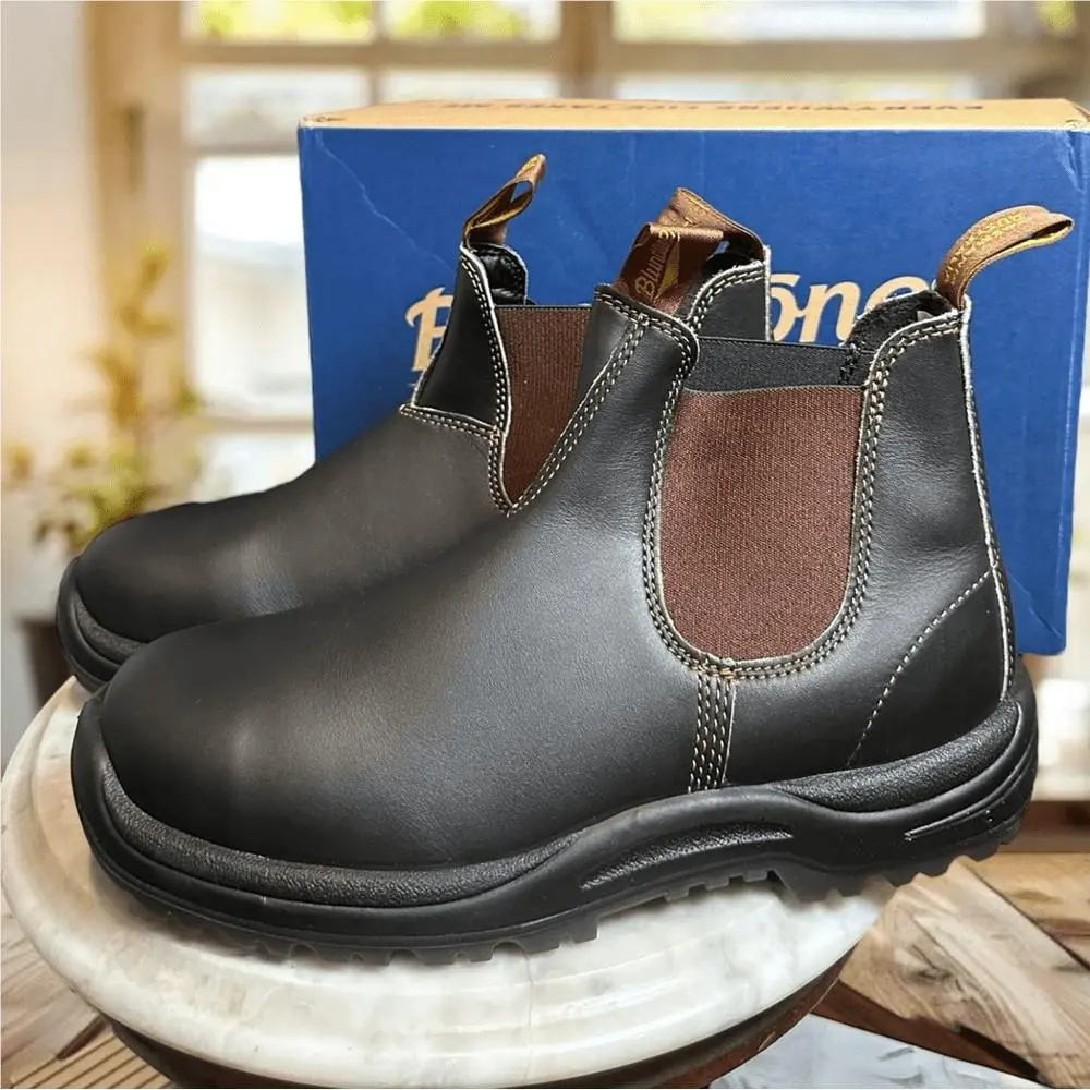 Blundstone shoes - BLUNDSTONE 172 Safety Work Chelsea Boot Stout Brown - Brown, Exterior: Brown 13