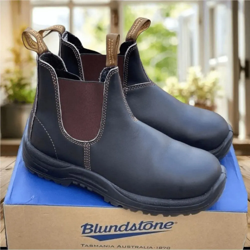 Blundstone shoes - BLUNDSTONE 172 Safety Work Chelsea Boot Stout Brown - Brown, Exterior: Brown 5