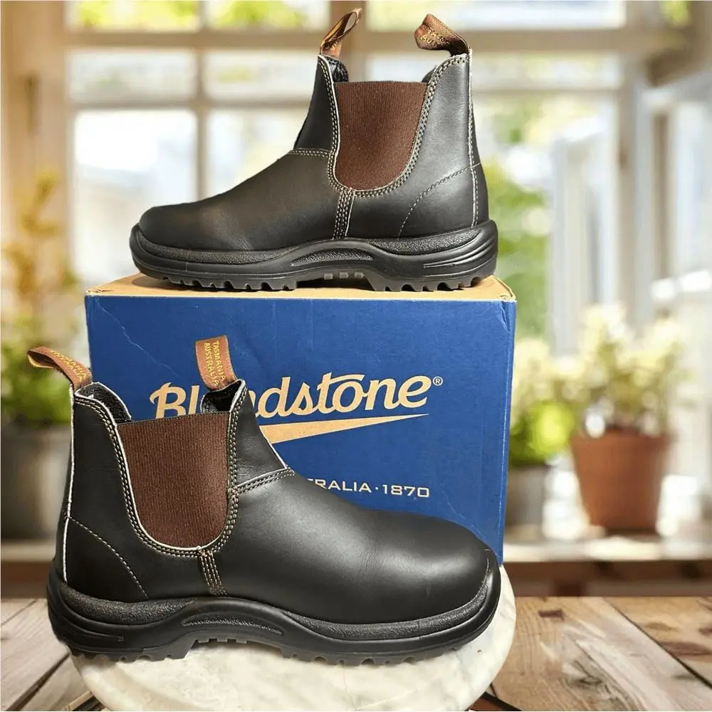 Blundstone shoes - BLUNDSTONE 172 Safety Work Chelsea Boot Stout Brown - Brown, Exterior: Brown 7
