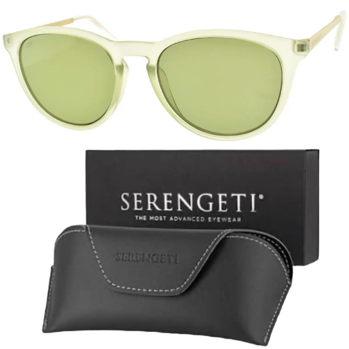 Serengeti Brawley SS556004-S 54-19-145 Green Round Full Rim Sunglasses