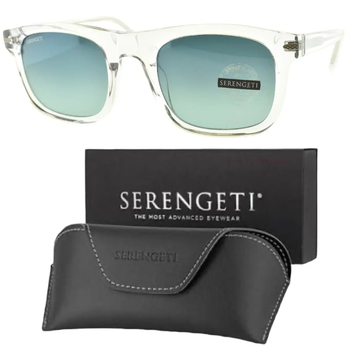 Serengeti Charlton SS576002-S 52-23-145 Clear Square Full Rim Mens Sunglass