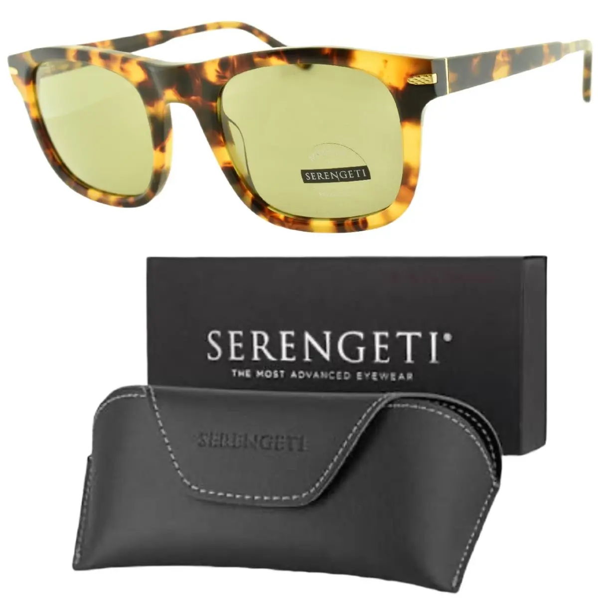 Serengeti Charlton SS576006-S 52-23-145 Tortoise Rectangle Full Rim Sunglass
