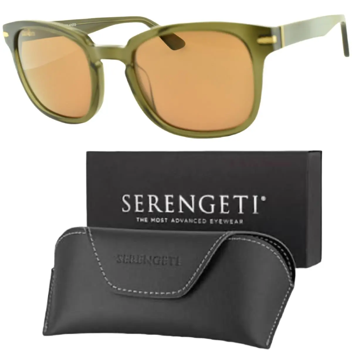 Serengeti Ethan SS57004-S 52-22-145 Green Square Full Rim Mens Sunglasses