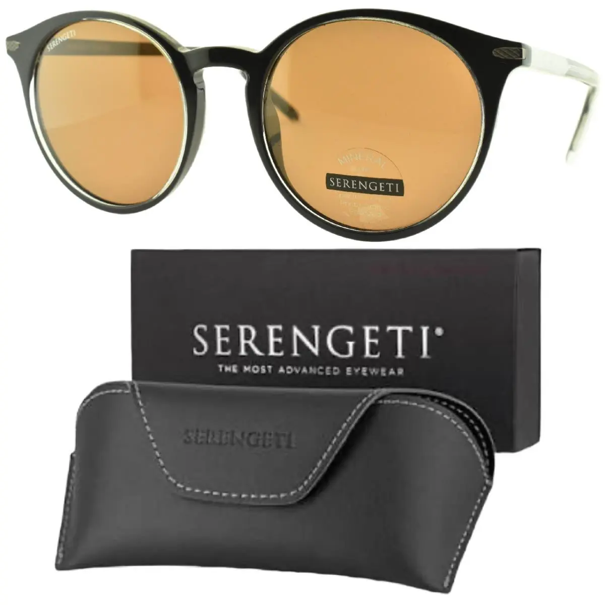 Serengeti Leonora SS028802-S 51-21-145 Black Round Full Rim Womens Sunglass