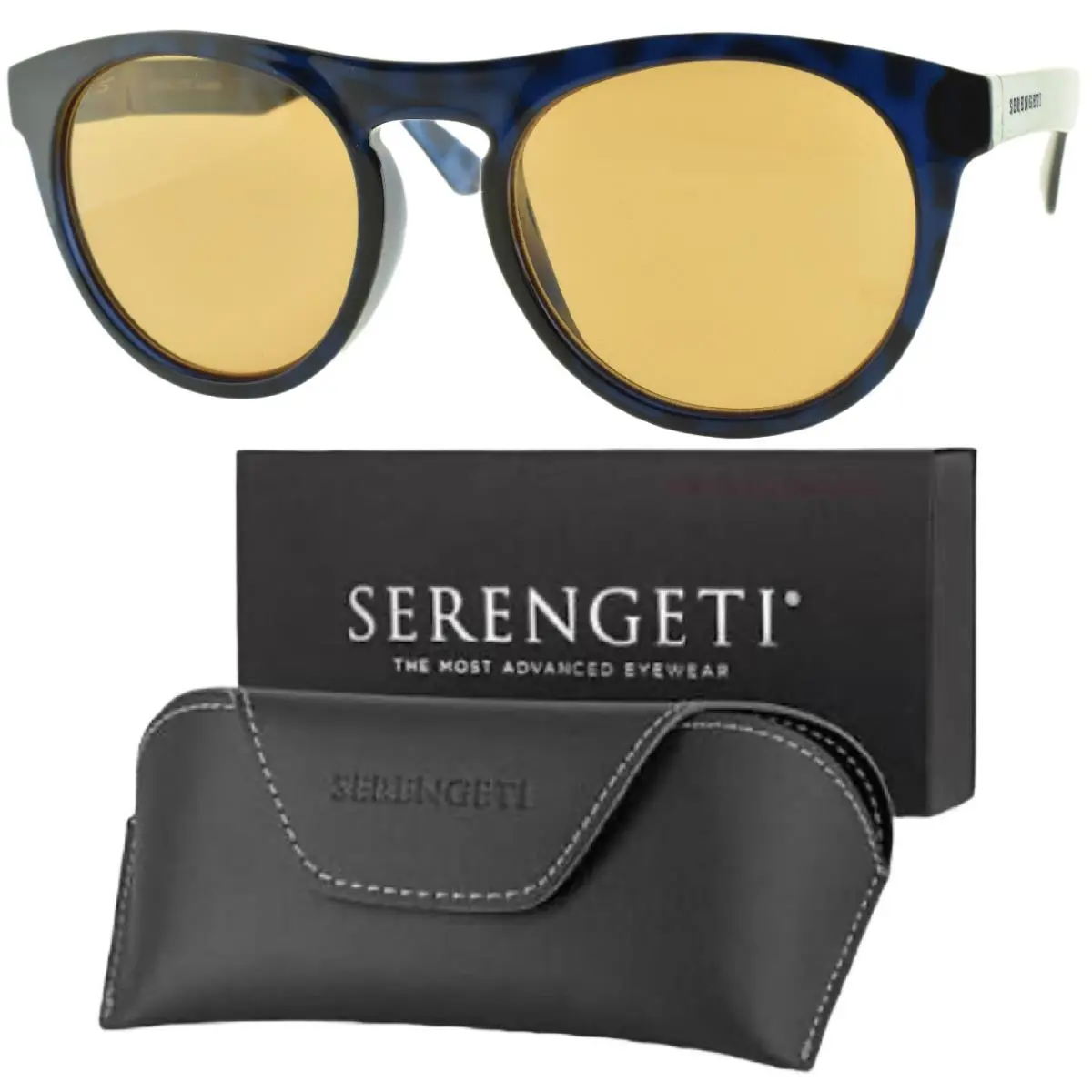 Serengeti Kingman SS572003-S Shiny Tortoise Dark Blue Oval Full Sunglasses