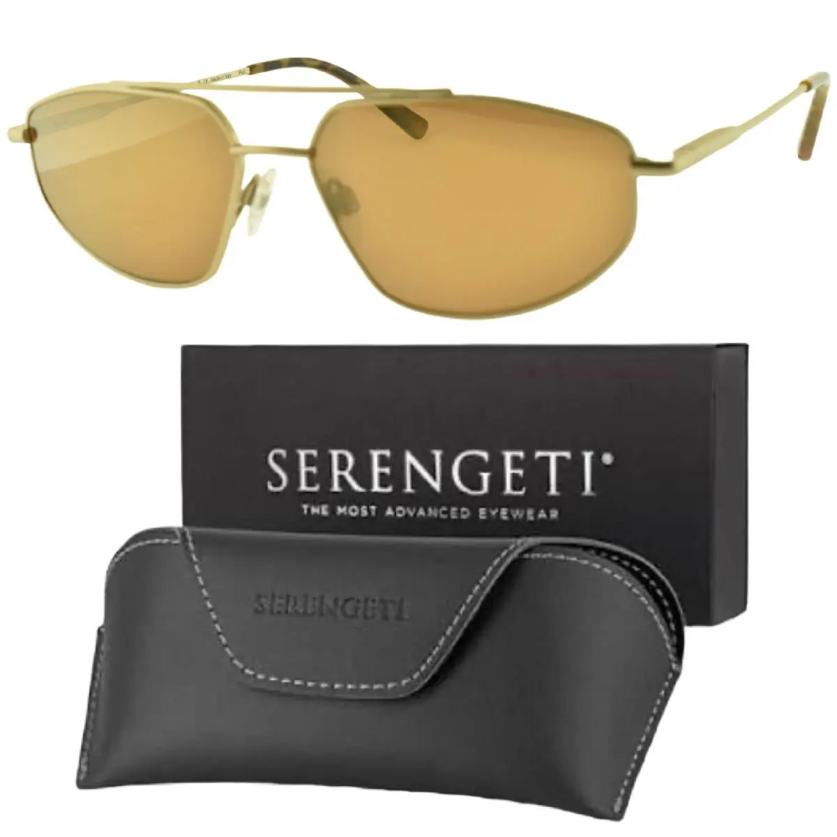 Serengeti Marlon SS539001-S Light Gold Pilot Full Rim Mens Sunglasses